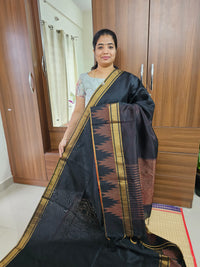 Semi Raw Silk with Weaving Butta Saree - Black with Red