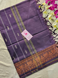 Green with Dark Purple Pallu Chinnalampattu Small Border Saree