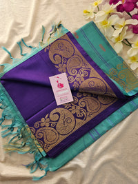 Violet with Sea Green Pallu Chinnalampattu Small Border Saree