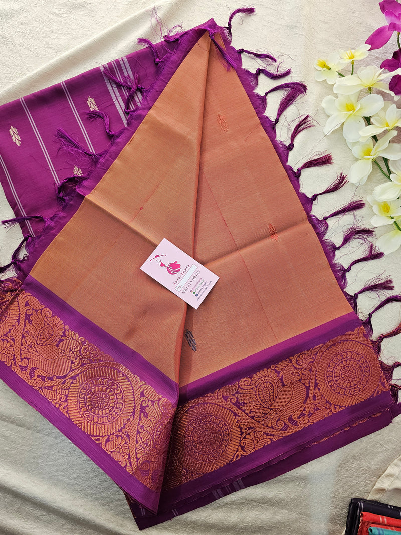 Dual Shade Brown cum Pink with Magenta Pink Pallu Chinnalampattu Small Border Saree