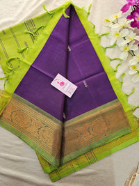 Purple with Green Chinnalampattu Small Border Saree