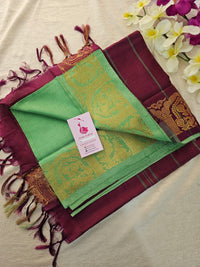 Green with Maroon Chinnalampattu Small Border Saree