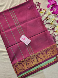Green with Maroon Chinnalampattu Small Border Saree