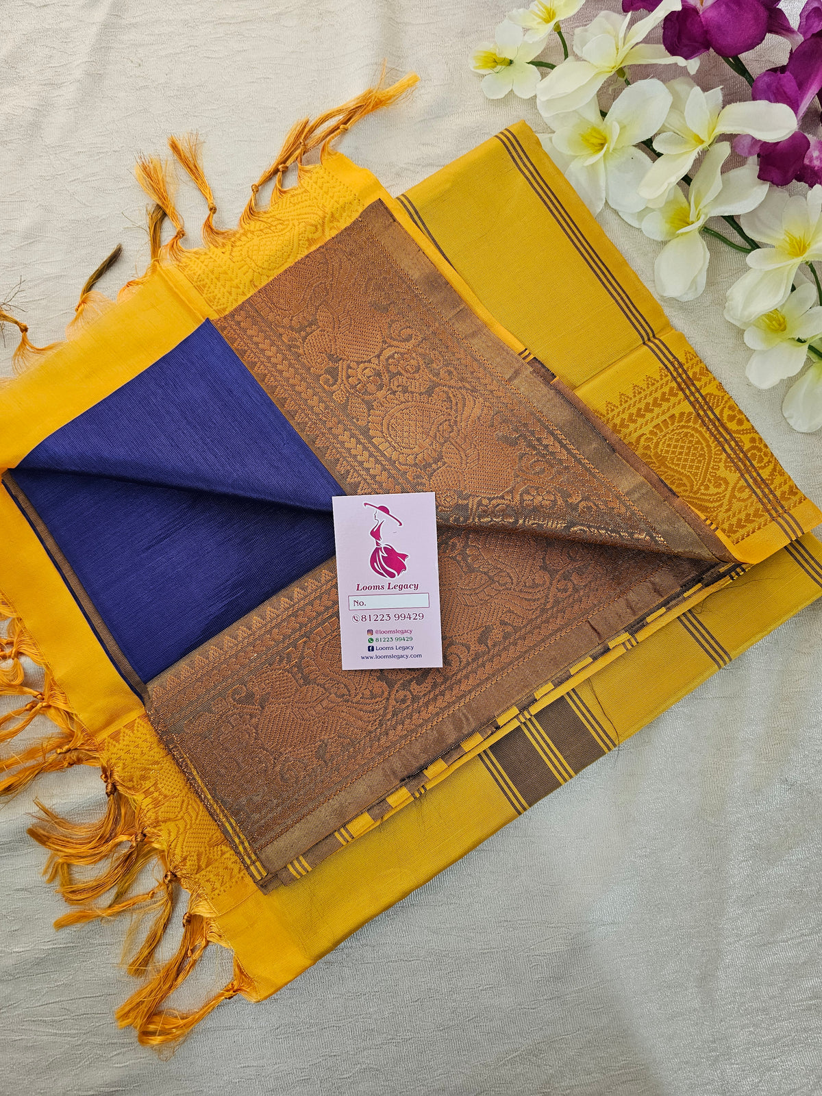 Violet with Yellow Pallu Chinnalampattu Small Border Saree