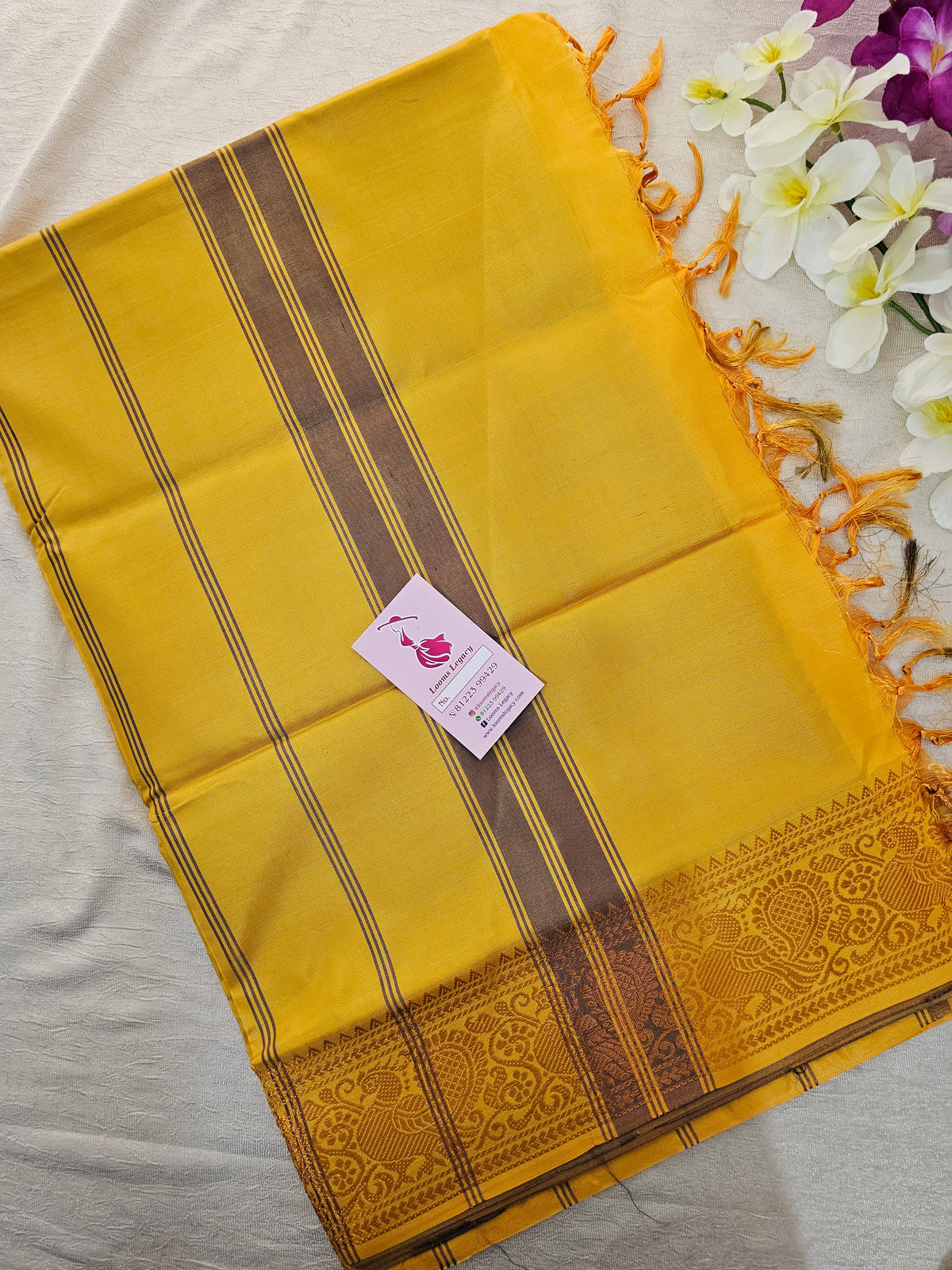 Violet with Yellow Pallu Chinnalampattu Small Border Saree