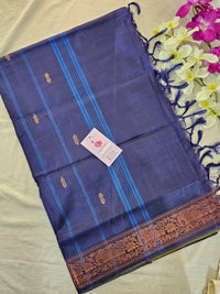 Green with Navy Blue Pallu Chinnalampattu Border Saree