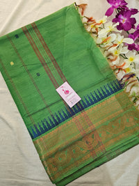 Maroon with Green Pallu Chinnalampattu Korvai Border Saree