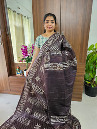 Bhagalpuri Silk Viscous with Batik Prints - Brown