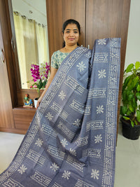 Bhagalpuri Silk Viscous with Batik Prints - Grey