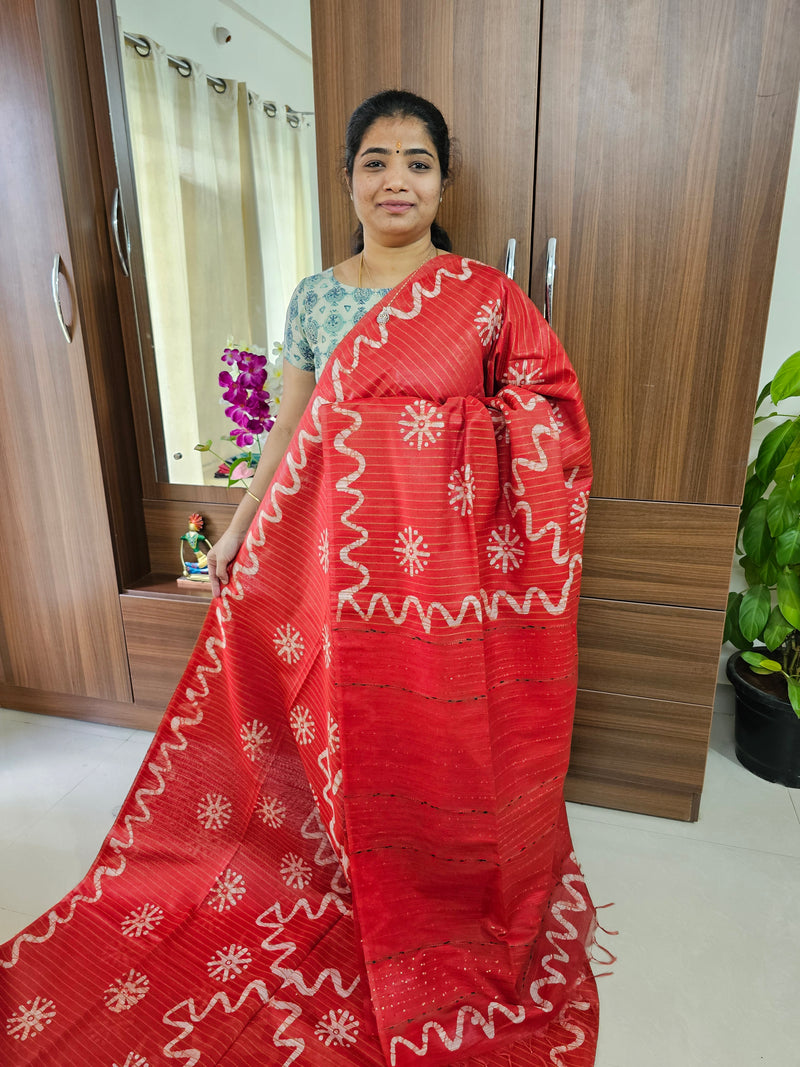 Bhagalpuri Silk Viscous with Batik Prints - Red