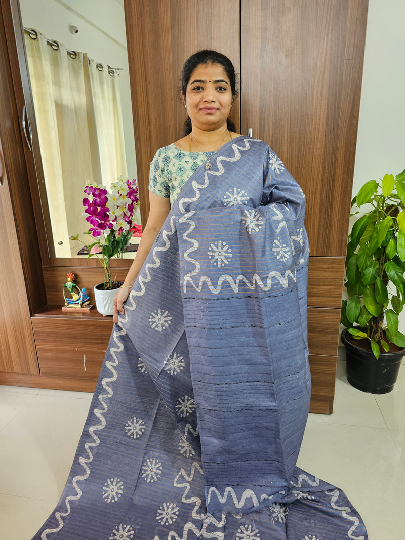 Bhagalpuri Silk Viscous with Batik Prints - Grey