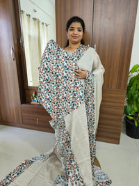 Crackle Silk Saree - Pastel Cream