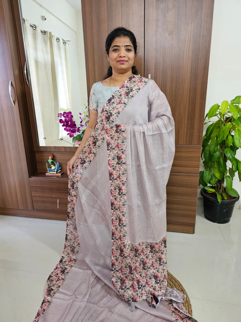 Crackle Silk Saree - Pastel Beige