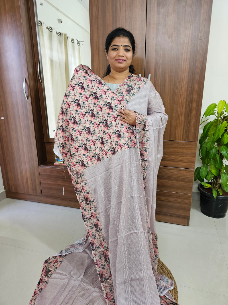 Crackle Silk Saree - Pastel Onion Pink