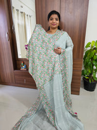 Crackle Silk Saree - Pastel Green