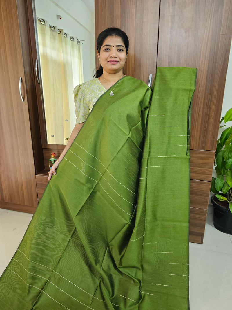 Semi Raw Silk - Green with Maroon