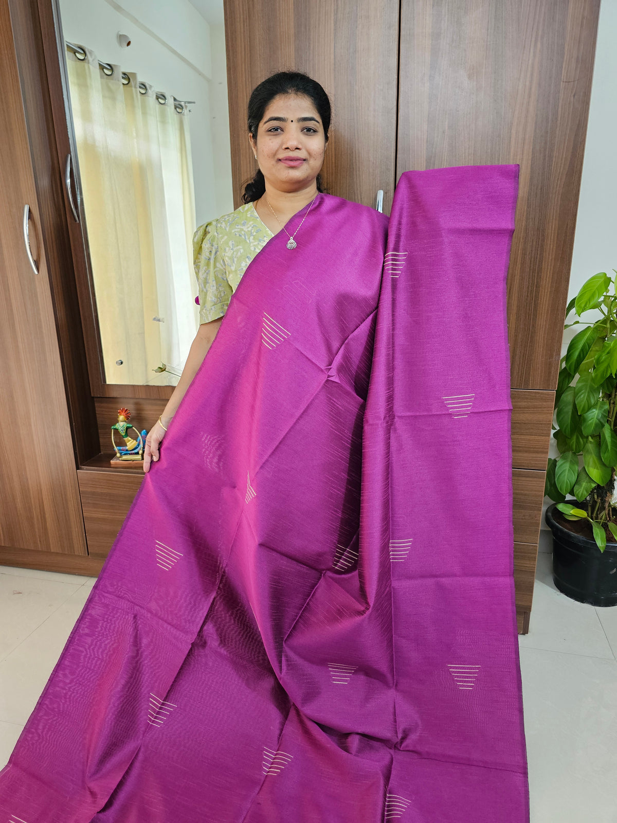 Semi Raw Silk - Purple with Blue