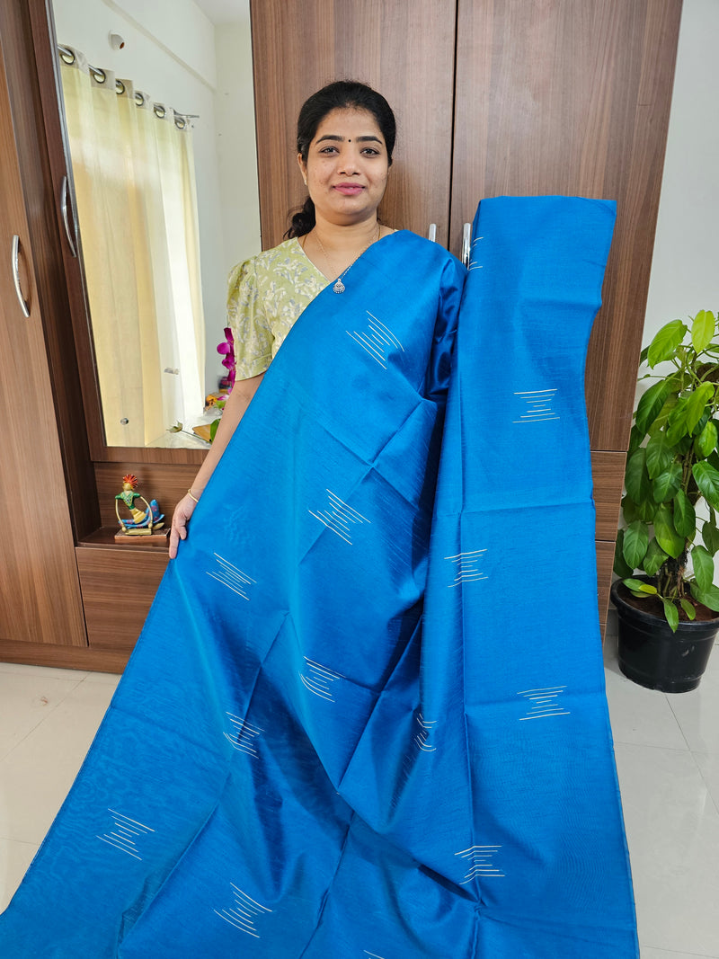 Semi Raw Silk - Blue with Mustard Yellow