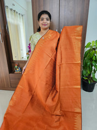 Semi Raw Silk - Dark Orange with Blue