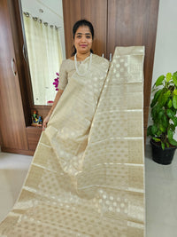 Classy Semi Banarasi Silk Sarees Pastel Shades - Cream