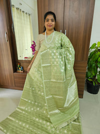 Classy Semi Banarasi Silk Sarees Pastel Shades - Green