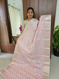 Classy Semi Banarasi Silk Sarees Pastel Shades - Baby Pink