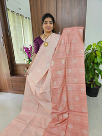 Semi Maandu Tussar Silver Zari Weaving Half and Half Shade Saree - Pastel Peach