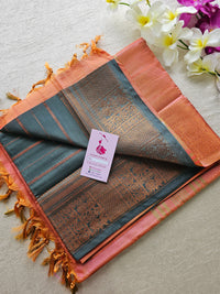 Grey with Peach Chinnalampattu Velthari Design Border Saree