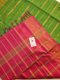 Green with Magenta Pink Chinnalampattu Velthari Design Border Saree