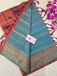 Sea Green with Maroon Chinnalampattu Velthari Design Border Saree