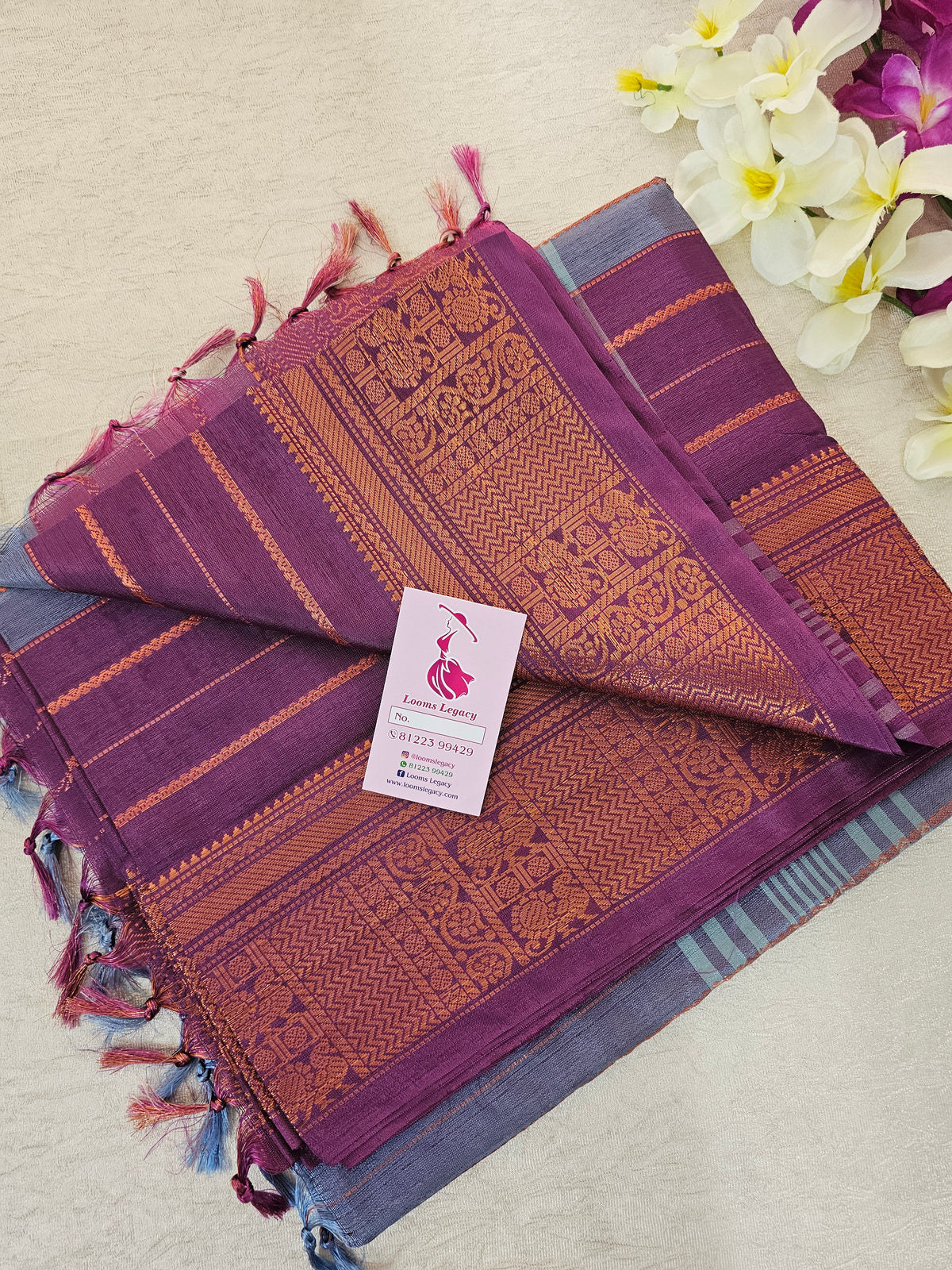 Violet with Purple Chinnalampattu Velthari Design Border Saree