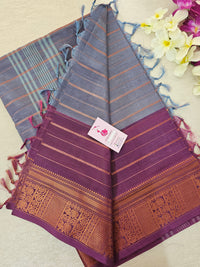 Violet with Purple Chinnalampattu Velthari Design Border Saree