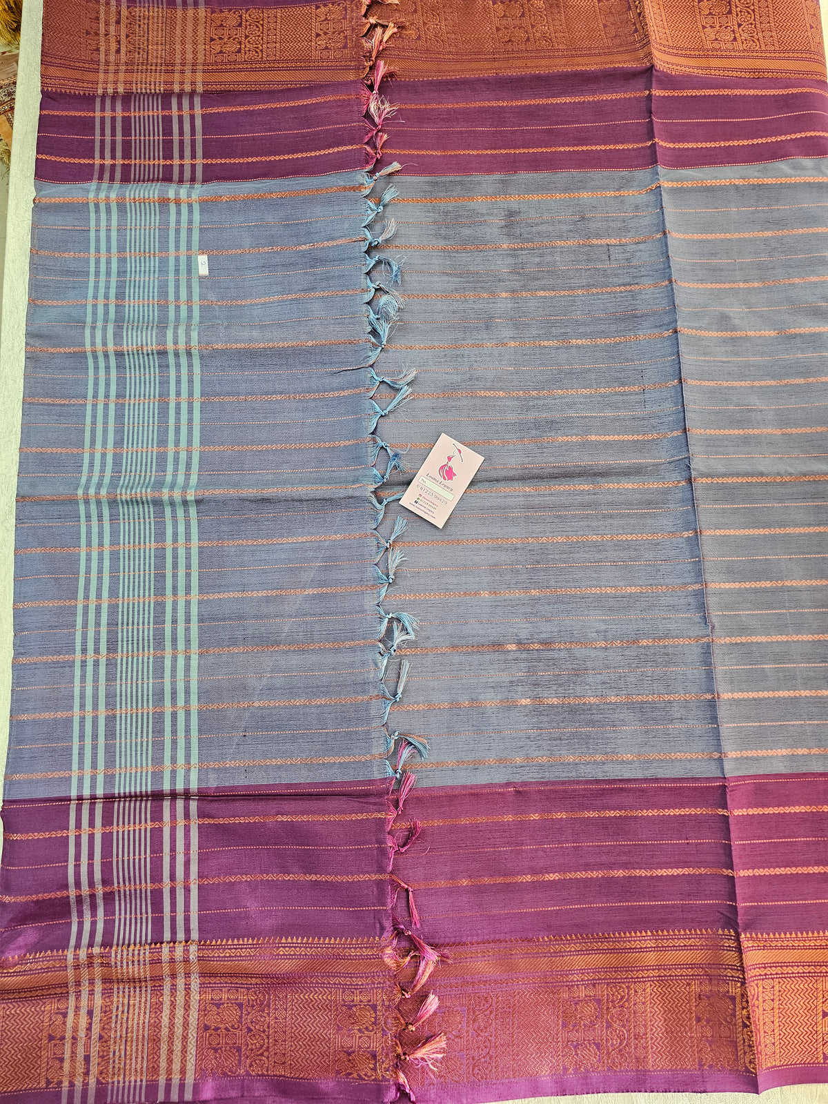 Violet with Purple Chinnalampattu Velthari Design Border Saree