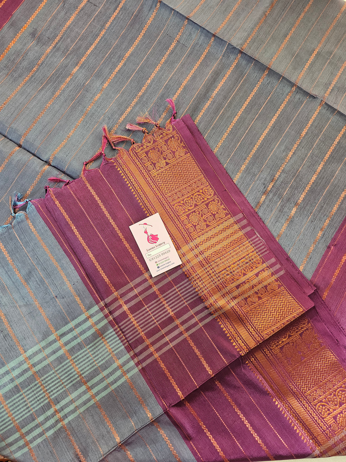 Violet with Purple Chinnalampattu Velthari Design Border Saree