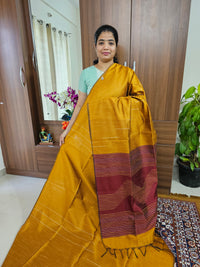 Semi Raw Silk - Mustard Yellow with Maroon