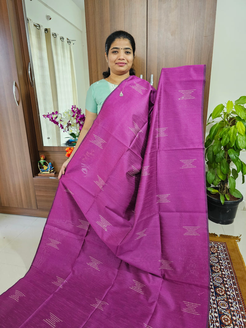 Semi Raw Silk - Magenta Pink with Blue