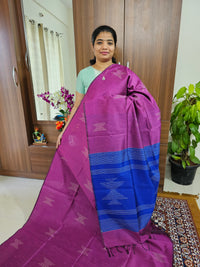 Semi Raw Silk - Magenta Pink with Blue