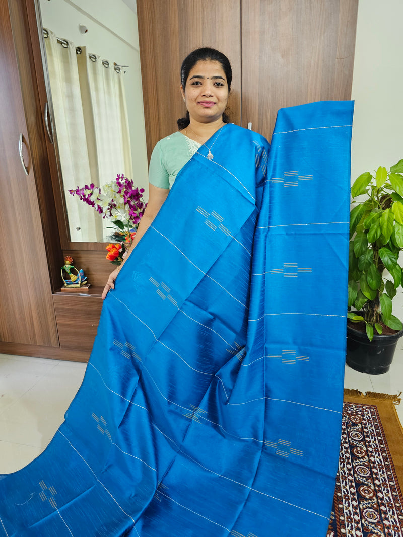 Semi Raw Silk - Blue with Maroon