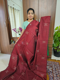 Semi Raw Silk -Maroon with Green