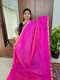 Handwoven Mangalagiri Pattu Saree with Beautiful  Small Checks - Pink