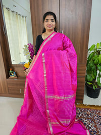 Handwoven Mangalagiri Pattu Saree with Beautiful  Small Checks - Pink