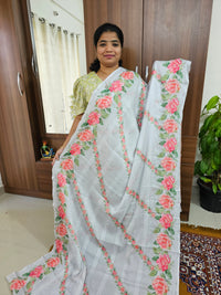 Crackle Silk Saree - Silver