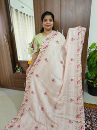 Crackle Silk Saree - Peach