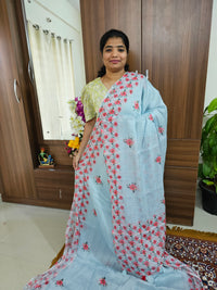 Crackle Silk Saree - Blue