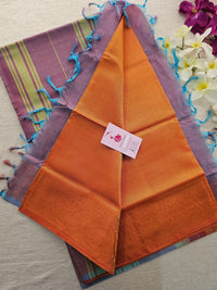 Dark Orange with Dual Shade Pallu Chinnalampattu Small Border Saree