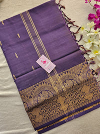 Lime Yellow with Dark Violet Pallu Chinnalampattu Long Border Saree