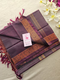 Dark Purple Monochrome Chinnalampattu Long Border Saree