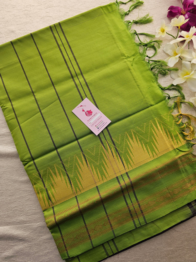 Violet with Green Pallu Chinnalampattu Korvai Border Saree