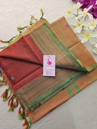 Maroon with Dual Shade Maroon cum Green Pallu Chinnalampattu Korvai Border Saree