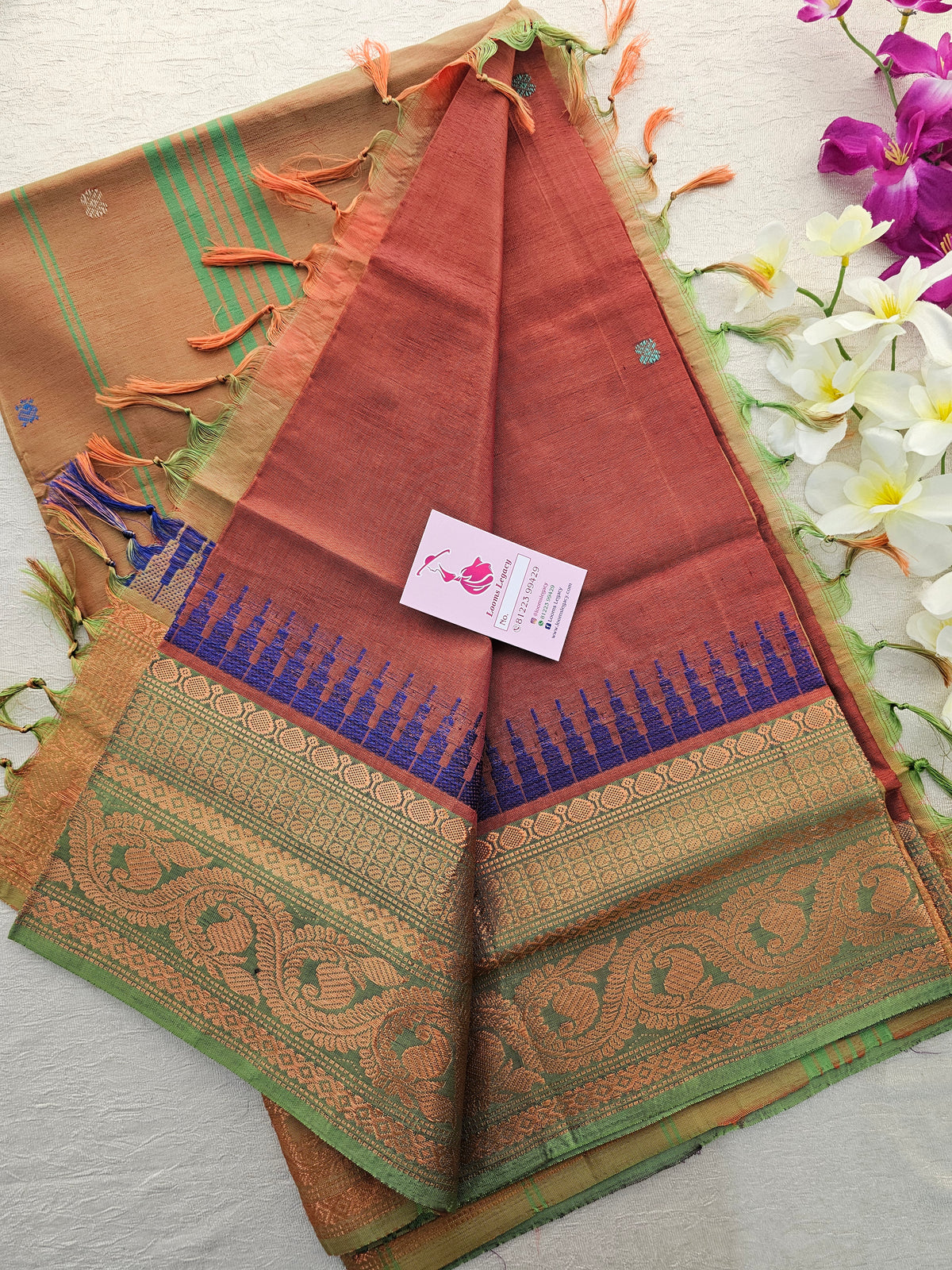 Maroon with Dual Shade Maroon cum Green Pallu Chinnalampattu Korvai Border Saree